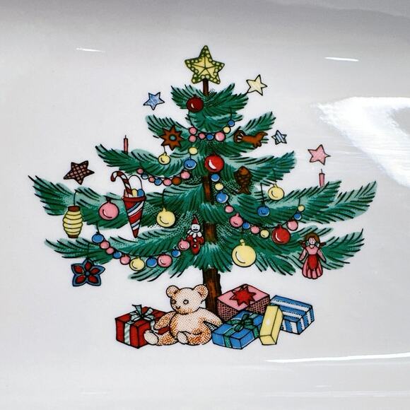 Vintage Nikko Chistmastime Holiday Christmas Tree Rectangular Mint Dish - Picture 3 of 6